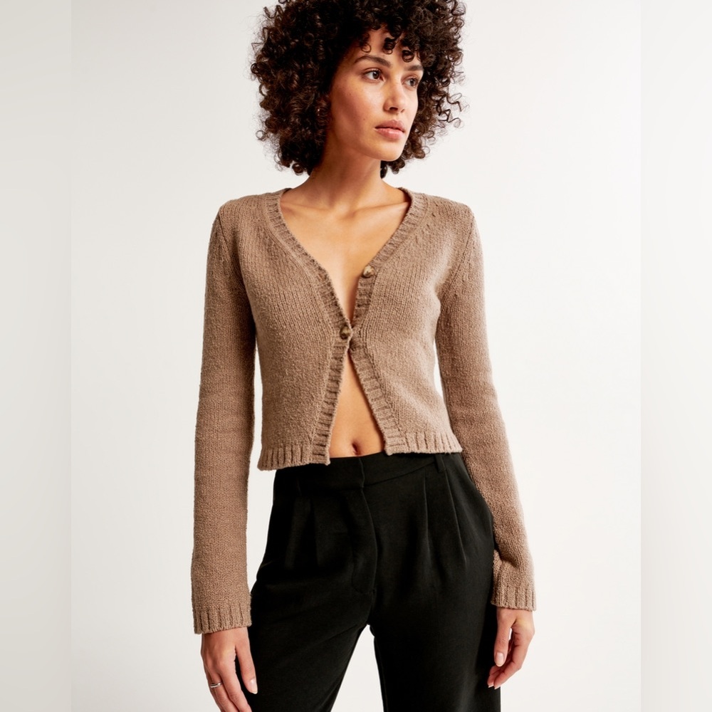 Abercrombie & Fitch Textural Cardigan in Brown Size Small